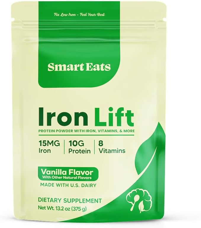 Smart Eats - Iron Powder | Highly Absorbed | Avoids Side Effects | Complete Nutrition: Protein, Vitamins, Fiber | Tasty Drinks & Shakes | Boost Hemoglobin, Ferritin | Vanilla Flavor | 15 Scoops