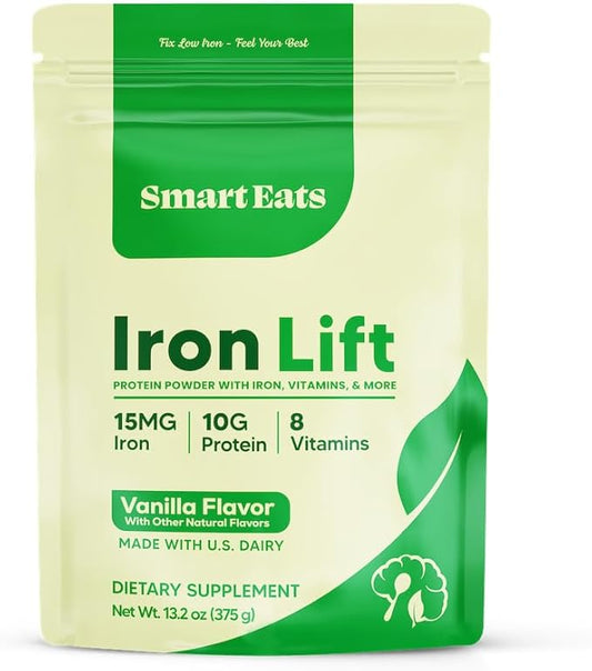 Smart Eats - Iron Powder | Highly Absorbed | Avoids Side Effects | Complete Nutrition: Protein, Vitamins, Fiber | Tasty Drinks & Shakes | Boost Hemoglobin, Ferritin | Vanilla Flavor | 15 Scoops