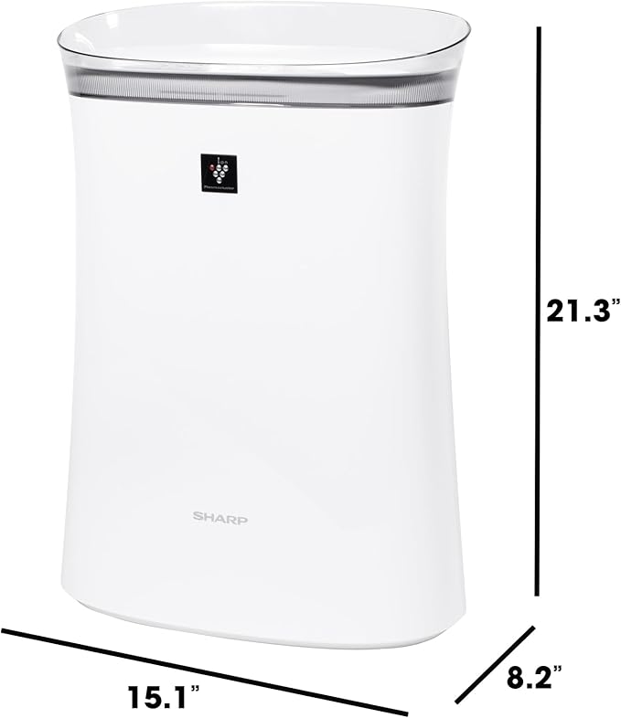 SHARP Air Purifier with Plasmacluster Ion Technology and Triple Filtration, including True HEPA Filter. Covers up to 1,253 sq ft for Medium Rooms, such as Office, for Dust, Smoke, and Pollen. FPK50UW