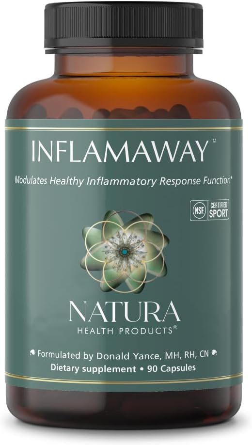 Natura Health Products InflamAway Supplement - Modulate a Healthy Inflammatory Response - Featuring Boswellia Serrata, Bromelain, Ginger, Black Pepper (BioPerine) and Chinese Skullcap (90 Capsules)