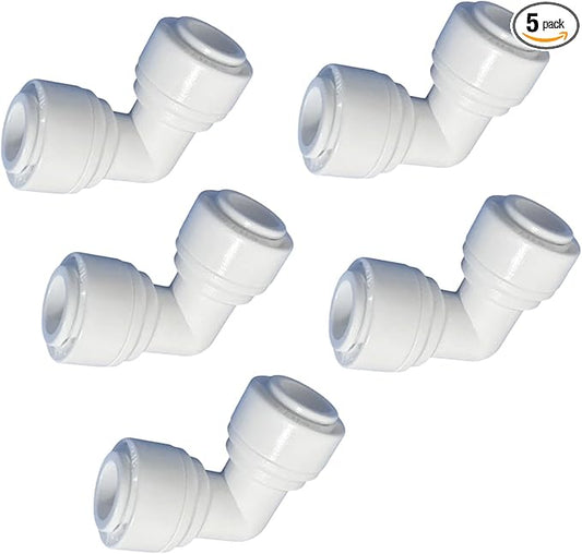 3/8 inch x3/8 inch Tube Push Union Elbow Quick Connect for RO Water Filter Fitting（ Pack of 5）
