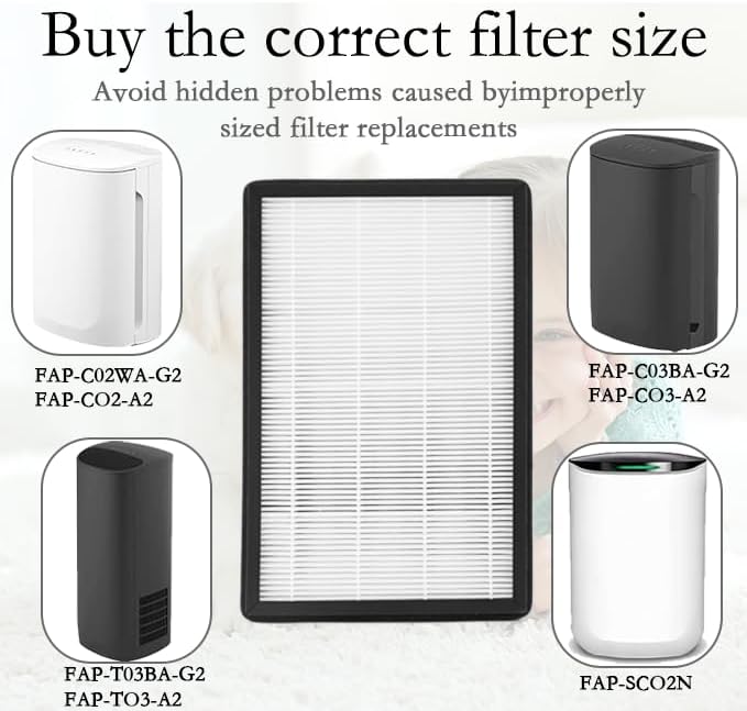 A2 Size H13 True HEPA Replacement Filter, Compatible with Filtrete Room Air Purifier Devices FAP-C02-A2, FAP-C03-A2, FAP-T03-A2, Part # 1150101, 2 HEPA + 2 Carbon pre-filters, 2 Pack