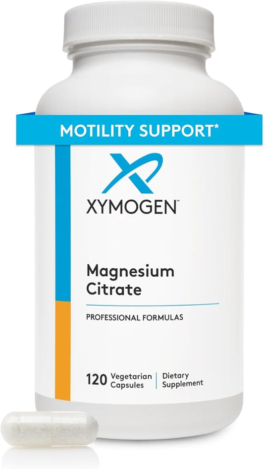 XYMOGEN Magnesium Citrate Capsules - Vegan Magnesium Supplement for Women + Men - Regularity, Muscle, Bone + Heart Health Supplements (120 Capsules)