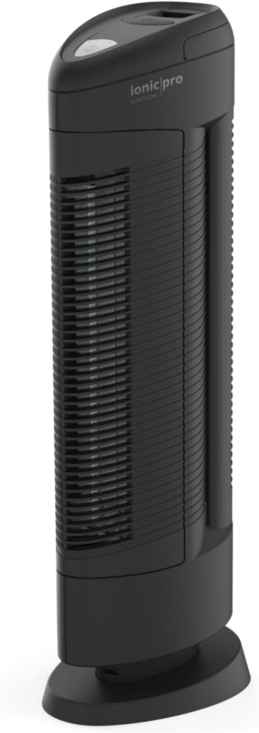 Ionic Pro Turbo (TA550) Ionic Air Purifier Tower for Home, Quiet Ionic Filterless Design, Covers Up to 500 Sq. Ft., Removes Odors, Smoke, Dust, and Allergens – Black