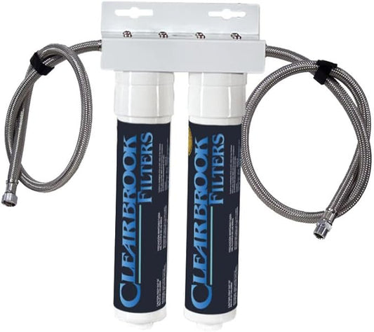 Clearbrook Dual Filter System – Kitchen Sink Water Filter, 12" Pre-Filter & Gen4 Filter, Under Sink Water Filter, Dual Stage Filtration, Kitchen Sink Compatible, 8000 Gallons Capacity