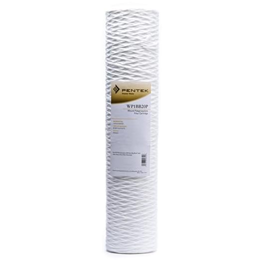 Pentair Pentek WP1BB20P Big Blue Sediment Water Filter, 20-Inch, Whole House Polypropylene String-Wound Filter Cartridge, 20" x 4.5", 1 Micron, White