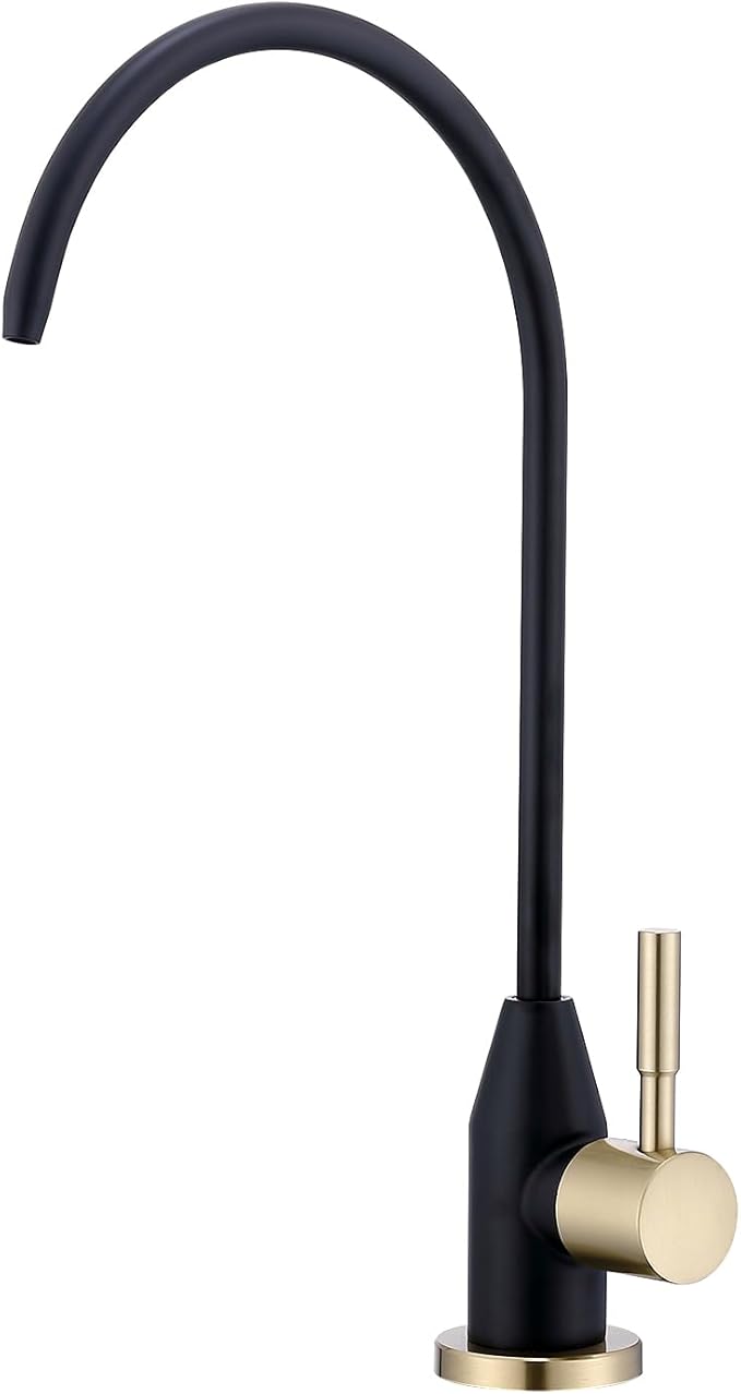 Drinking Water Faucet, Black and Gold RO Faucet Kitchen Water Filter Faucet for Non-Air Gap Reverse Osmosis Water Filtration System