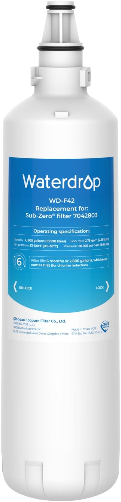 Waterdrop 7012333 Ice Maker Water Filter, Replacement for Sub-Zero 7012333/7042803, UC-15, UC-15IP Ice Maker Water Filter, Manitowoc K00374 K00374001