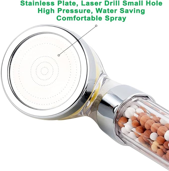 AYI Vitamin C Filtered High Pressure Handheld Shower Head with Bracket and Metal Hose Purifying Hard Water Softener Chlorine Flouride Filter Aroma Showerhead Fresh Dry Skin & Hair Loss