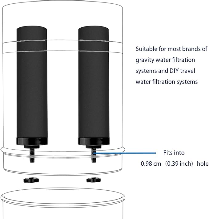 Huining 2PCS Black Water Filters - Household Gravity Water Filter System - Compatible With Berkey