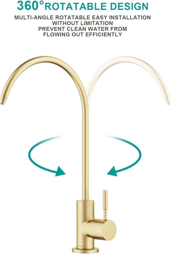 Brass Reverse Osmosis Faucet, Sink Water Filter System, Suitable for Most Reverse Osmosis or Water Filtration Systems, Kitchen bar Sink Drinking Faucet (Brushed Gold)