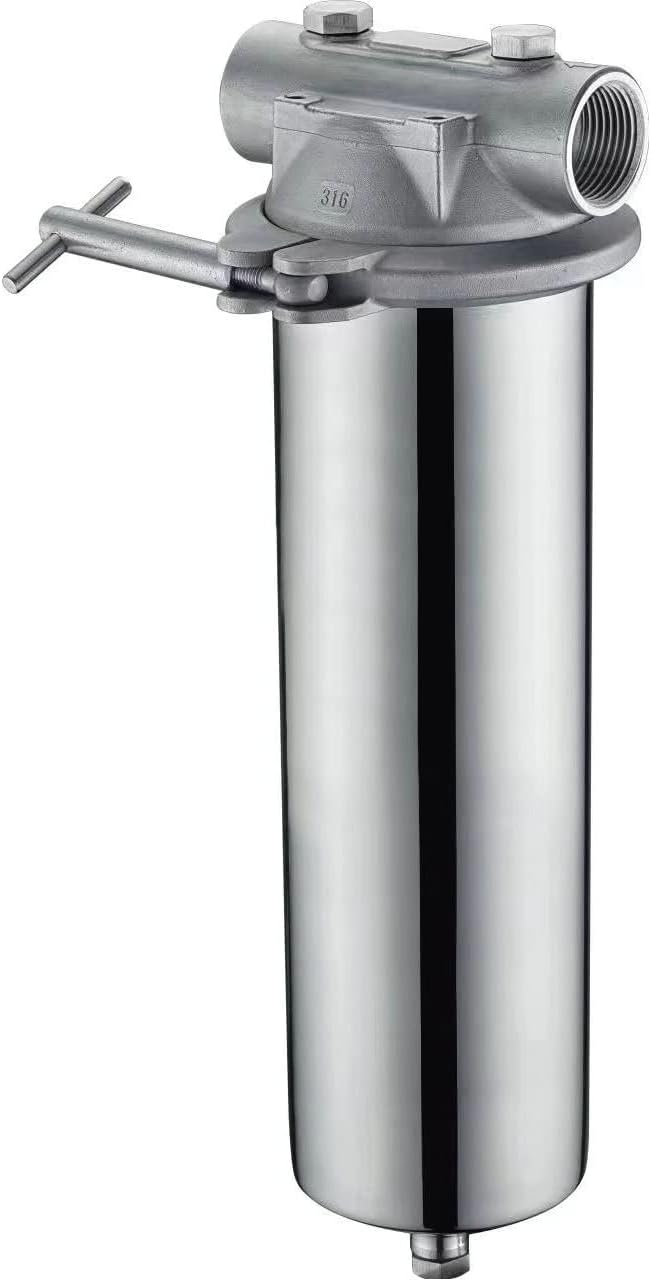 Amwater 304 Stainless Steel Filter Housing for Filter Cartridge, Water Filter Housing for Whole House Water Purification of Stainless Steel 304 (10" C Housing-1 NPT)
