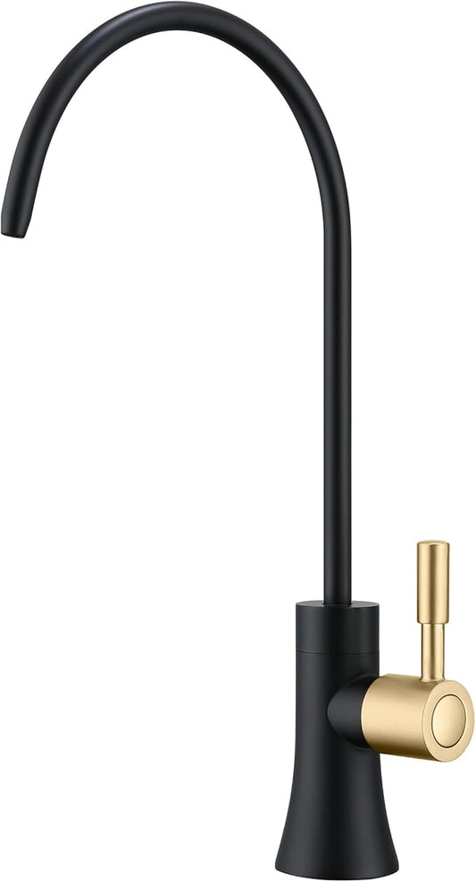 EKRTE Drinking Water Faucet for Kitchen Sink, Filtered Water Reverse Osmosis RO Faucet, Solid Brass,Non-Air Gap, Matte Black and Champagne Gold