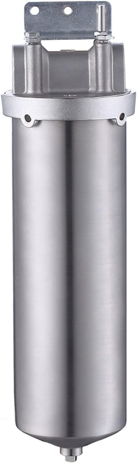 Amwater NSF/ANSI 42 Certification Stainless Steel Filter Housing for 10" Filter Cartridge, 1/2NPT Water Filter Housing for Whole House Water Purification of Stainless Steel 304