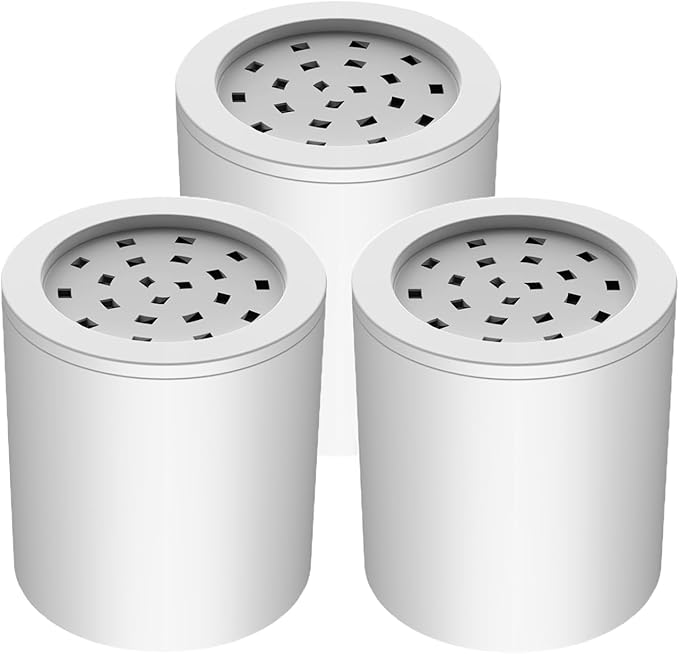 Shower Filter Replacement Cartridges (3-Pack) - Compatible with Heavy Duty Shower Head Filters, KDF-55 & Vitamin C Media for Hard Water, Skin-Friendly Bathing