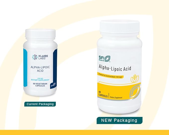 Klaire Labs SFI Health Alpha-Lipoic Acid 150mg - ALA Supplement to Promote Liver Detox, Antioxidant Support - Hypoallergenic & Corn-Free (60 Capsules)