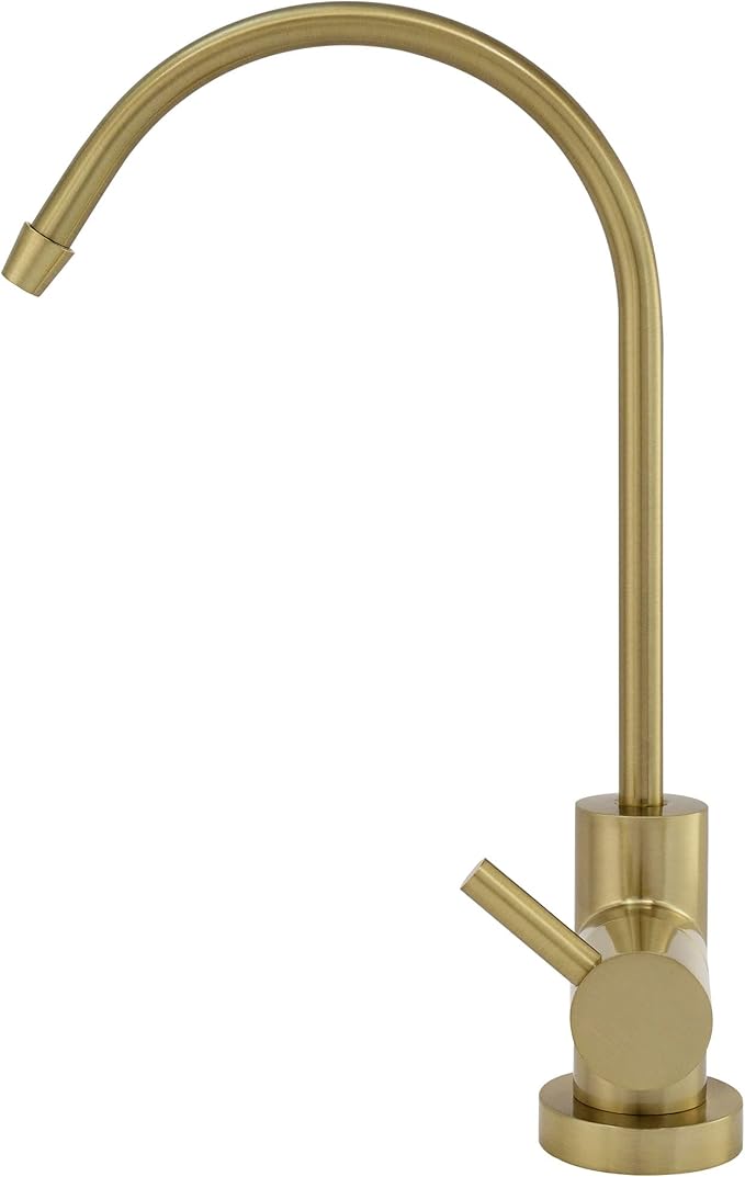 Non-airgap RO Faucet Reverse Osmosis Drinking Water Filtration System Water Dispenser Spout (Brushed Gold). Euro Style with Faucet Wrench. NSF Certified.