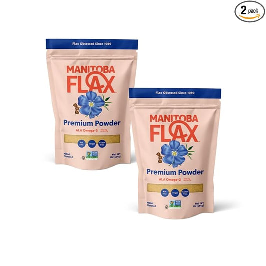 Ground Flax Seed | Manitoba Milling Co | Two 1lb Bags | Smooth Milled Flaxseed Fiber with Protein, Omega 3 | Gluten Free, Non-GMO Gourmet Milled Flaxseed for Muffins, Yogurt, Smoothies