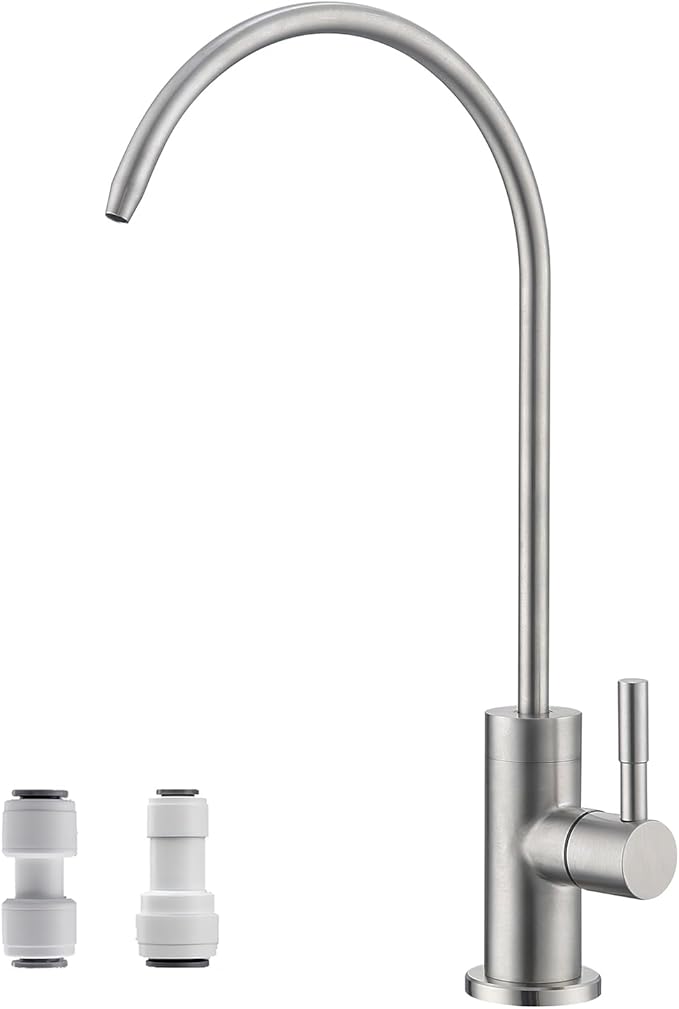 Drinking Water Faucet for Kitchen Sink SUS304 Stainless Steel Water Filter Faucet RO Reverse Osmosis Filtration Bar Sink Brushed Nickel, WF1-BN