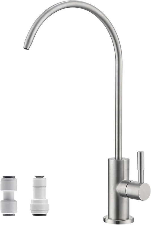 Drinking Water Faucet for Kitchen Sink SUS304 Stainless Steel Water Filter Faucet RO Reverse Osmosis Filtration Bar Sink Brushed Nickel, WF1-BN