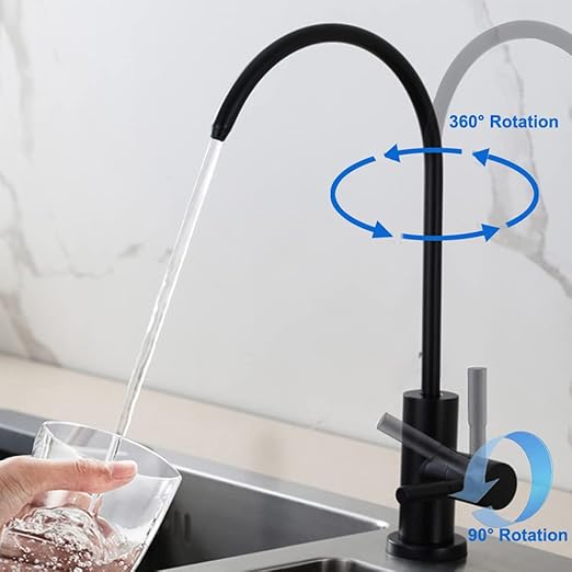 Matte Black Drinking Water Purifier Faucet, Sus304 Stainless Steel Beverage Faucet for Kitchen Under Sink Water Reverse Osmosis Filter System With 1/2" 1/4" 3/8" Tube