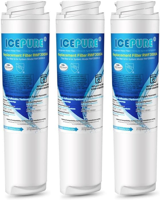 ICEPURE GSWF Refrigerator Water Filter, Replacement for GE GSWF, Smart Water 238C2334P001, Kenmore 46-9914, 469914, 9914, Utilizes Advanced Activate Coconut Carbon Block 3 PACK