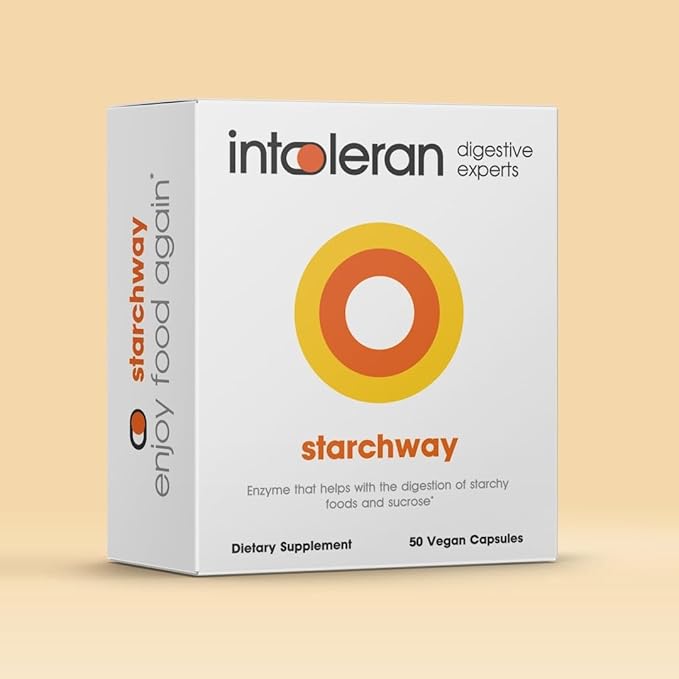 Starchway Digestive Enzymes - 50 capsules | Supplement for Starch & Sucrose Intolerance | Helps Digest Sugars & Starchy Foods | Invertase & Gluco-Amylase Enzymes | Pure & Vegan | Low FODMAP