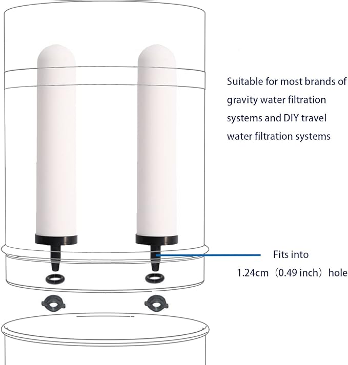HUINING 4PCS 10-inch Replacement Ceramic Filter Candle with Activated Carbon for Countertop Gravity Water Filter Systems