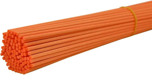100 Pieces Fiber Reed Diffuser Replacement Refill Sticks (12" x 3mm, Orange)