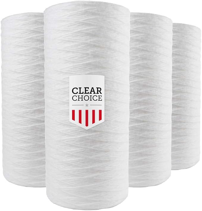 Clear Choice Sediment Water Filter 50 Micron 10 x 4.50" Water Filter Cartridge Replacement 10 inch RO System CW-50, 5599401 AP814, 4-Pk