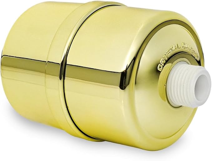 Crystal Quest Shower Filter without Shower Head - Gold - Advanced Multi Stage Filtration for Cleaner Water - Removes Chlorine, Heavy Metals - Promotes Healthier Skin, Softer Hair - Long-Lasting
