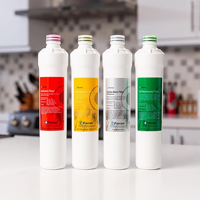 Watts Premier RO Pure Plus 4-Pack Filtration Kit for 4 Stage Pure Plus/Zero Pure Plus Reverse Osmosis System, Push Button Water Filter Replacement, Sediment Filter, Carbon Pre-Filter, VOC, Membrane