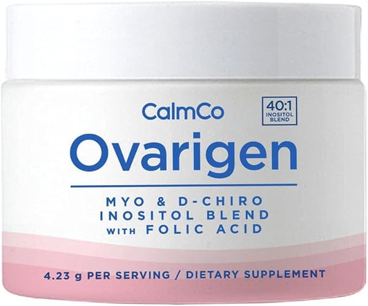 CalmCo Ovarigen Myo & D-Chiro Inositol Blend Powder – 40:1 Blend with Folic Acid, Help Manage PCOS Symptoms, Hormone Balance, and Natural Fertility Aid, 30 Servings
