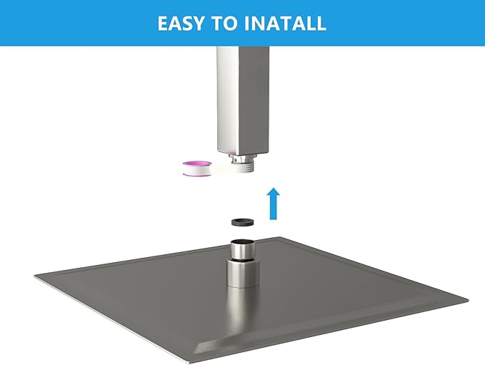 Lordear 16 Inch Shower Head Rainfall Solid Square Ultra Thin 304 Stainless Steel Brushed Nickel Adjustable Rain Shower Heads