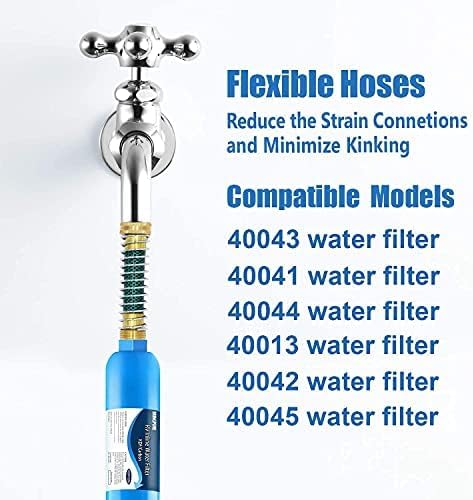 4 Packs of RV Inline/Marine Water Filter With Flexible Hose Protector, NSF Certified, Dedicated for Gardening, RVs, Campers, Trailer, Compatible with 40043 KDF Filter