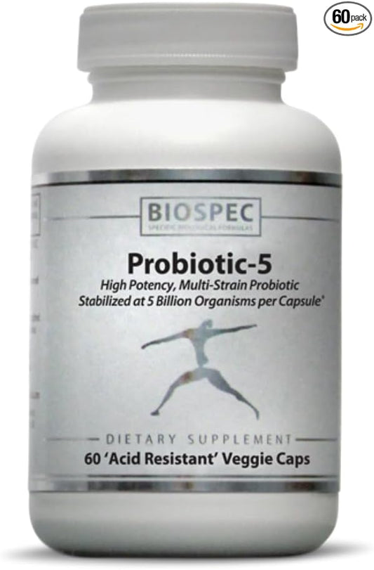 Probiotic-5 – Broad-Spectrum Probiotic Complex w/ 5 Billion Microorganisms and 5 Unique Probiotic Strains per Capsule.