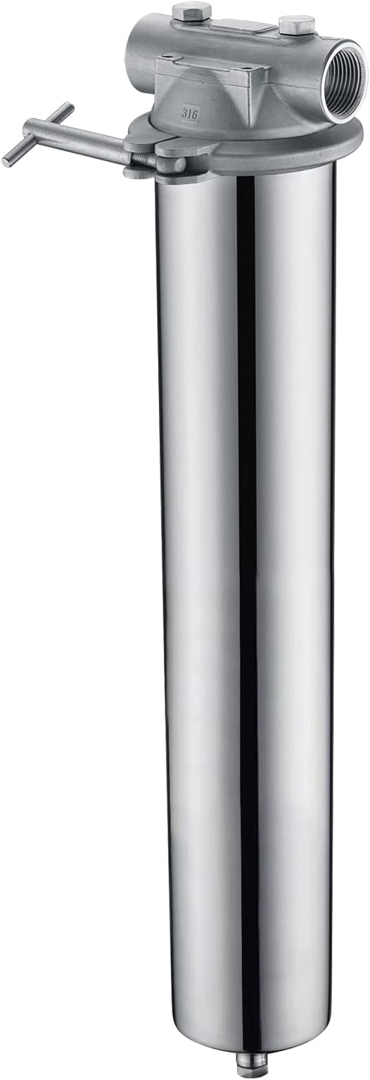 Amwater 304 Stainless Steel Filter Housing for Filter Cartridge, Water Filter Housing for Whole House Water Purification of Stainless Steel 304 (20" C Housing-1 NPT)