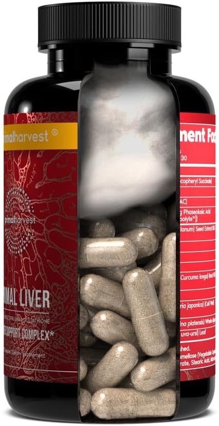 Primal Harvest Primal Liver 2 Pack, Liver Supplement with, Alpha-Lipoic Acid, L-Cysteine HCL, L-Glutathione, Milk Thistle, and Spirulina, for Men and Women, 240 Capsules (2)