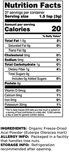 Terrasoul Superfoods Organic Acai Berry Powder, 4 Oz (Pack of 2), Freeze-Dried for Freshness, Omega Fats Boost for Smoothie Bowls, and Antioxidant-Packed Superfoods Recipes