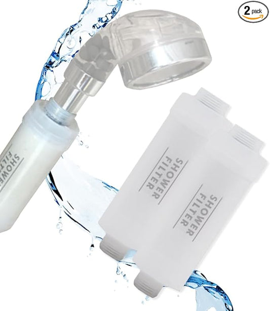 2 Packs Korea Made Shower Filter - Remove Toxic Chemicals, Hard Water & Chlorine - Showerhead Filter for Shower Head - Fits All Shower Types - Superior Water Filtration for Healthier Skin