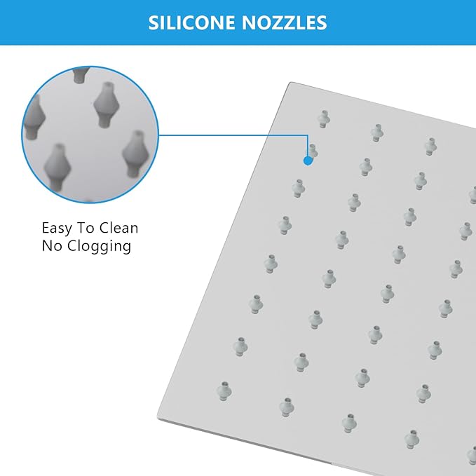 Lordear Rainfall Shower Head 6 Inch Solid Square Ultra Thin 304 Stainless Steel Polish Chrome Rain Setting Shower Heads,Waterfall Full Body Coverage with Silicone Nozzles