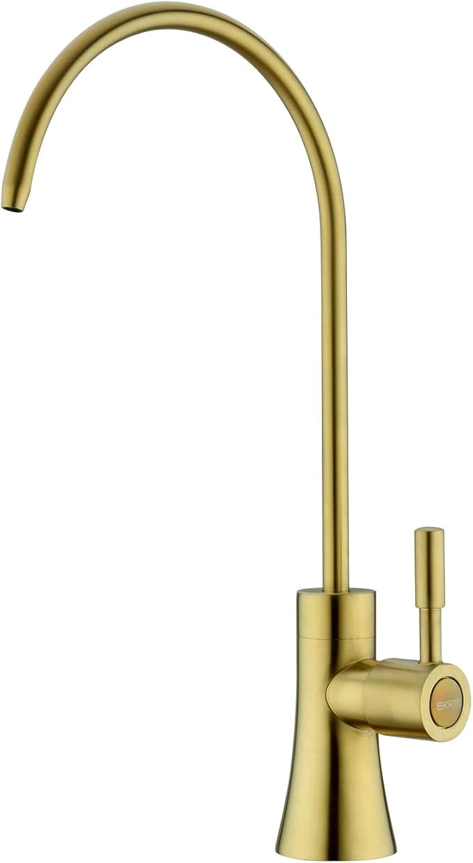 EKRTE Brushed Gold Water Filter Faucet, Water Filtration Faucet Brushed Gold Drinking Water Faucet for Kitchen Sink