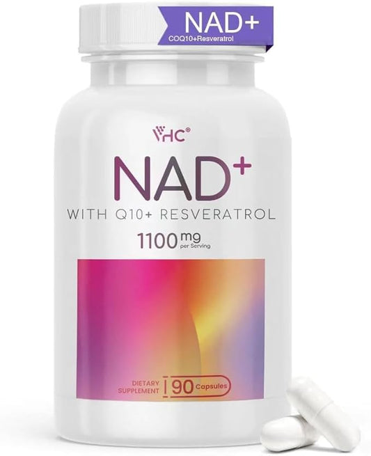 VHC NAD+ Supplement, NMN Alternative Liposomes with CoQ10, Trans-Resveratrol for Women & Men,Support Energy, Anti-Aging,Focus,90 Capsules