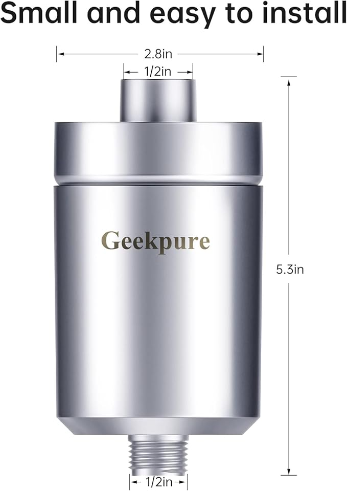 Geekpure 5-stage Shower Filter Reduces Chlorine Odor Rust - Improves Skin Hair Condition