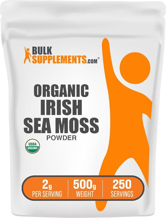BulkSupplements.com Organic Irish Sea Moss Powder - Sea Moss Supplement, Superfood Supplement - Vegan & Gluten Free, 2g per Serving, 500g (1.1 lbs) (Pack of 1)