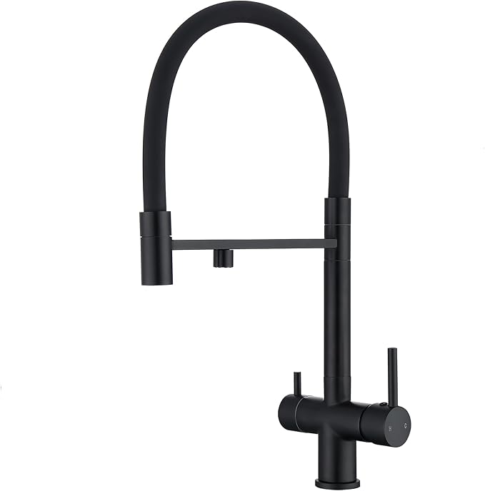 Kitchen Faucets with Water Filter Faucet Buil-in,3 Way Drinking Water Faucet for Kitchen Sink, Matte Black