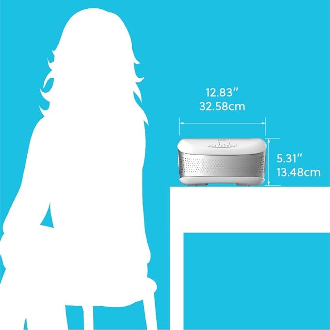 Homedics TotalClean Desktop Air Purifier – 360-Degree HEPA Filter for 128 Sq Ft, Small Air Purifier for Home Office, Bedroom and Workplace, 3 Speed Settings for Small Rooms, White