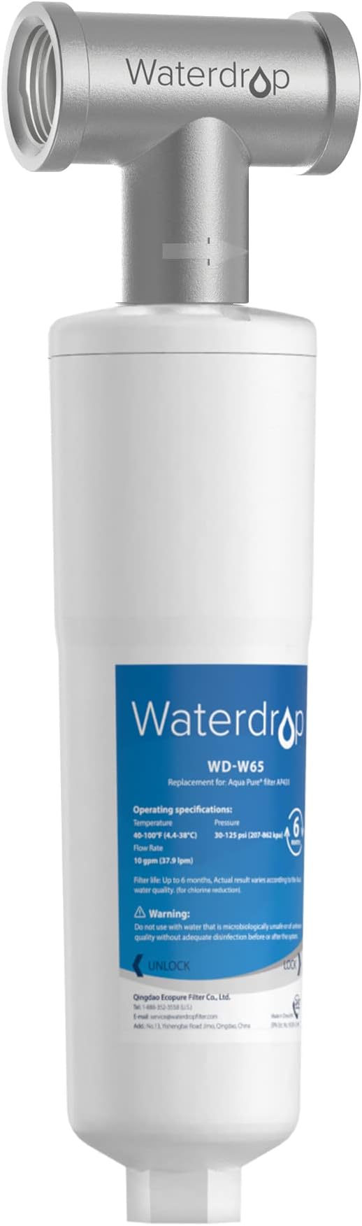 Waterdrop AP431 AP430SS Whole House Scale Inhibitor Filter, Heater Softener System, Prevent Scale Build Up On Hot Water Heaters, Pipes and Boilers