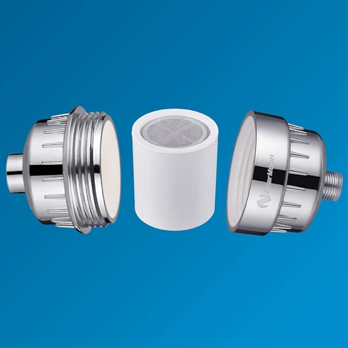 NearMoon High Output 15 Stage Shower Filter - Filtered Shower head softener for Hard Water，Reduces Dry Itchy Skin, Dandruff and Improves the Condition of Your Skin, Hair (Chrome Finish)