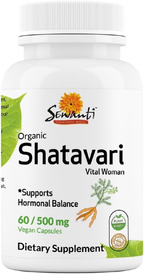 Sewanti Shatavari Capsules – Herbal Supplement for Female Hormonal Balance, Healthy Reproductive and Lactation 60 Vegan Capsules - 500mg